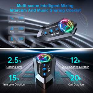 Auriculares Y12 PRO para Casco con Chipset de Doble Núcleo y Bluetooth 5.4, Intercomunicador Full Dúplex de 500M para Motocicleta con Función de Compartir Música - Product Image 4