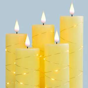 Candele a Colonna LED Senza Fiamma in Paraffina Personalizzate 5 Pezzi con Filo di Rame Design Sottile e Alto Effetto Tremolante Decorazione Telecomando OEM ODM - Product Image 3