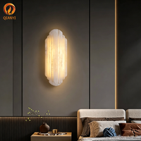 Applique Murale LED de Luxe en Marbre Italien avec Abat-jour en Albâtre, Design Anti-éblouissement pour Chambre à Coucher, Chevet, Appartement, Intensité Réglable Personnalisable