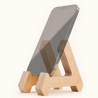 Support de téléphone portable en contreplaqué miniature, support de téléphone de bureau triangulaire en bois pour bureau