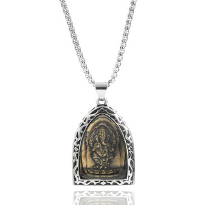 ยูนิค สร้อยคอจี้พระพิฆเนศสแตนเลส เครื่องประดับของขวัญสำหรับทุกเพศ - Product Image 1