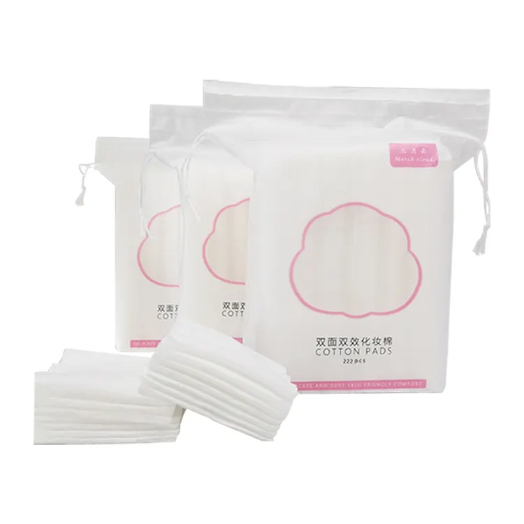 222 pieces free sample Pressed edge three-layer pure cotton cosmetic pads high absorbent facial makeup remover pads wet compress