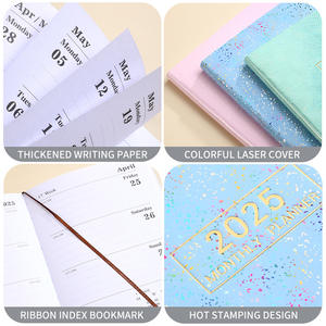 2025 sfuso Glitter Laser personalizzato A5 colorato diario inglese ragazza in pelle programma calendario settimanale Agenda taccuino - Product Image 4