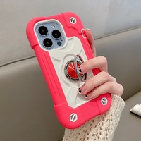 Étui de téléphone avec béquille Offre Spéciale avec logo pour iPhone 13 12 11 15 Pro Max porte-anneau en métal pour doigt de prévention des chutes