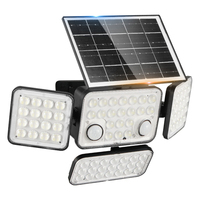 Lampe murale solaire étanche IP65 à 3 têtes réglables, panneau solaire séparé, capteur PIR, lampe LED pour porte d'entrée, garage, cour