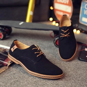 Chaussures habillées décontractées pour hommes Printemps-Été-Automne, à enfiler, pour mariage, bureau, carrière, tendance, bout rond, en cuir véritable, avec amorti - Product Image 2