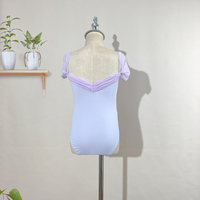 Justaucorps de danse pour filles, broderie florale violette, joli justaucorps de ballet à entrejambe fermé