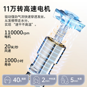 Oulaishi Hair Dryer 1600W DC Motor Negative Ion Home Travel Use - Product Image 4