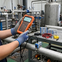 Real-Time Data Display High Precision Handheld Aluminum Ultrasonic Flowmeter Liquid Water Accurate Measurement Clamp-On