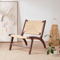 Chaises d'appoint en bois pour le salon, chaise longue nordique, chaise d'appoint intérieure tressée en jute tissée chaise d'appoint en corde de papier tissé