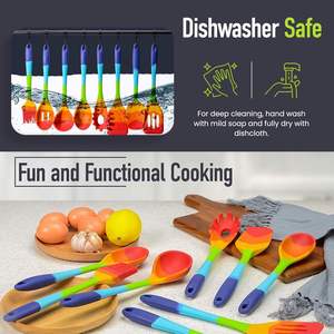 Ustensiles de cuisine résistants à la chaleur, cuillère en silicone arc-en-ciel, spatule, louche, ensemble d'ustensiles de cuisine pour la cuisine - Product Image 2