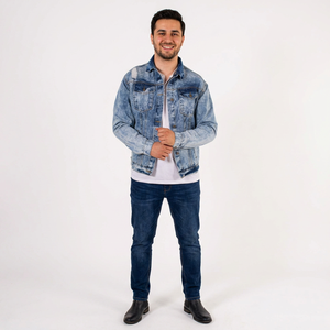 Venta caliente Casual Jean Chaqueta de mezclilla de alta calidad de diseño personalizado Hombres Botón frontal Denim Jeans Chaquetas - Product Image 1