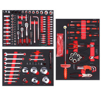 Ensemble d'outils combinés de réparation de machines en acier au carbone de 158 pièces avec coffret rigide et chariot à outils mobile pour atelier OEM 4S