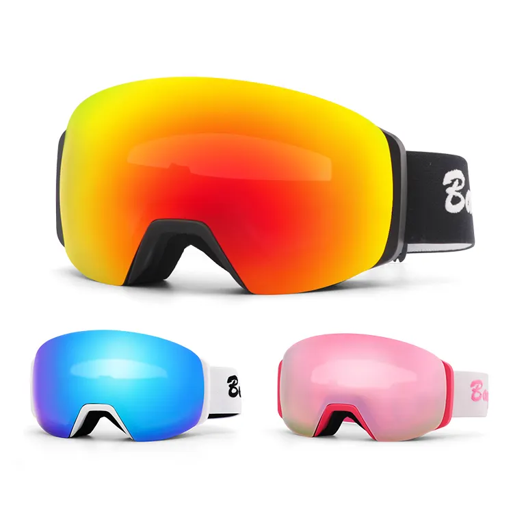 Logo personnalisé à la mode occhiali da sci double lentille miroir rose lunettes de ski masques de ski lunettes de ski magnétiques