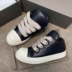 Chaussures décontractées de luxe pour hommes en cuir noir de haute qualité, à bout épais, tendance, pour l'extérieur, toutes saisons, baskets Owens - Product Image 1
