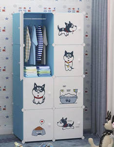 Diy Pink Kids Cabinet Plastic Foldable Wardrobe Storage Cube For Clothes