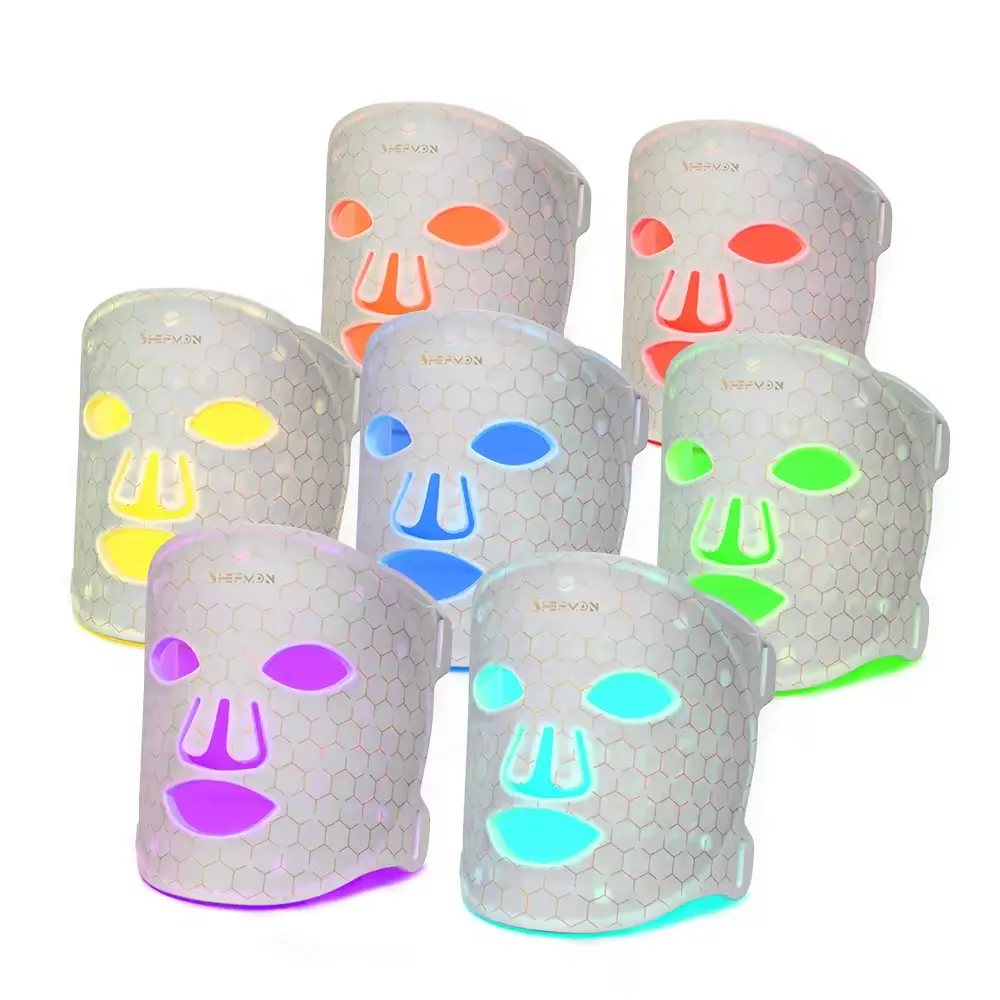 Silicium 7 Couleurs Lumière LED Masque Facial Beauté Photon Thérapie Masque Led Lumière Rouge Avec Cou Soins Du Visage Traitement