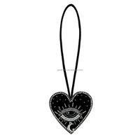 Pendentif en forme de cœur en feutre 3D fait à la main, avec strass en PVC, breloque à coudre, patchs pour vêtements avec paillettes