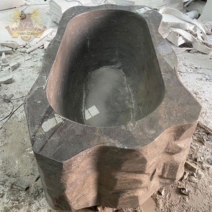 <span class=keywords><strong>Vasca</strong></span> da Bagno Moderna Freestanding in Marmo Antico e Pietra Nera con Lavabo a Colonna - Product Image 5