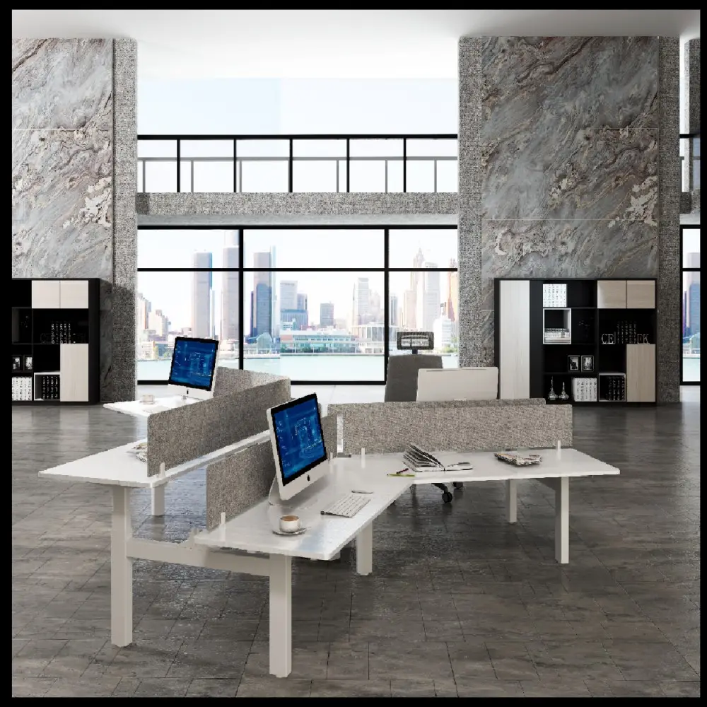 JIECANG Luxury Office Furniture Studio L Shaped Height Adjustable Workstation Standing Executive Office Desks