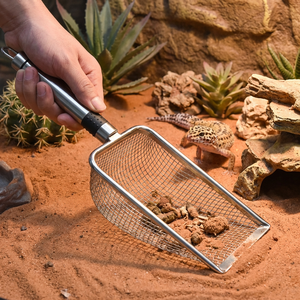 Sable pour reptiles en acier inoxydable à mailles fines, <span class=keywords><strong>pelle</strong></span> à sable métallique pour reptiles, nettoyeur de substrat de terrarium, <span class=keywords><strong>pelle</strong></span> d'angle - Product Image 1