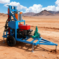 Foreuse hydraulique diesel portable sur roues pour puits d'eau, profondeur 300 m, avec moteur 74 CV et pompe 25 m/h