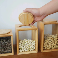 Juego de Recipientes Modernos de Bambú Orgánico para Almacenamiento de Alimentos, Transparentes, para Organización de Cocina, para Nueces, Semillas y Bocadillos, con Tapa