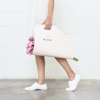 Sac à fleurs personnalisé avec logo de la boutique, formes multiples, papier kraft rose et brun, porte-bouquet de fleurs avec poignée