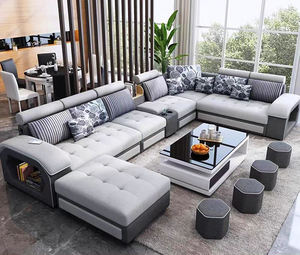 Bộ ghế <span class=keywords><strong>sofa</strong></span> vải cao cấp 7 chỗ ngồi, kiểu mô đun, đa năng, dành cho phòng khách, dạng góc chữ U - Product Image 1