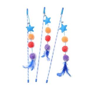 Interactive Plastic Pet Toy Toys Pets Felt Star Glitter <b>Ball</b> Feather Teasing Stick Self Playing Cat Teaser Movement Toy for Cats - Product Image 1
