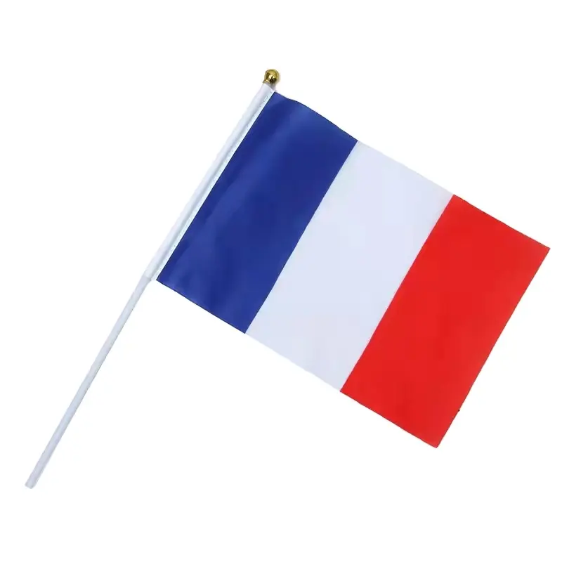 Günstige Frankreich Hand Flagge benutzer definierte Polyester gedruckt Frankreich Hand Waving Flag