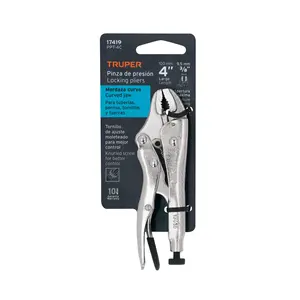 Alicates de presión de mordaza curvada Truper de 4 'de acero al carbono con superficie dentada para agarre de corte de abrazadera y uso industrial OEM personalizable - Product Image 4