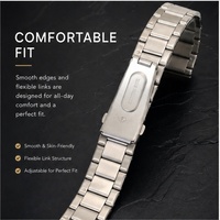 Correa de Reloj Clásica de Acero Inoxidable Sólido, Correa de Repuesto de Metal Plateado con Cierre Plegable, Brazalete para Reloj de Hombre