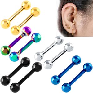 Amelia Oor Piercing Rvs Rechte Barbell Plated Unisex Meer Kleuren Labret Hoog Gepolijst Studs Oorbellen Sets - Product Image 1