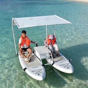 Bateau gonflable portable pour 2 personnes, type paddleboard, ponton <span class=keywords><strong>de</strong></span> pêche, catamaran pour fête aquatique - Product Image 5