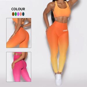Nouveau dégradé personnalisé Yoga vêtements Acticewear débardeur haut court bout à bout Leggings Gym Fitness ensembles pour femmes vêtements de sport d'entraînement - Product Image 2