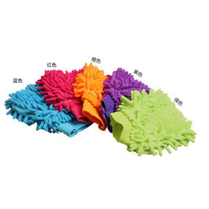 Guantes de Lavado de Autos de Chenilla de Alta Densidad de una Sola Cara Color Naranja para Limpieza Automotriz - Product Image 2