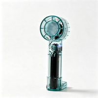 Mini ventilateur portable rechargeable transparent de luxe avec base détachable, boîte cadeau avec logo personnalisé