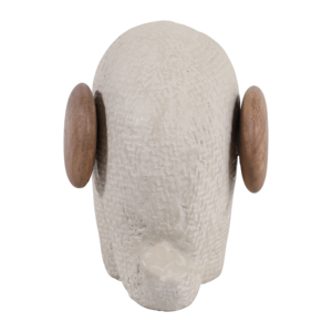 Statuetta di Elefante in Ceramica Moderna per Arredamento Casa, Bagno, Scaffale, Ufficio, con Dettagli in Legno di Mango - Product Image 3
