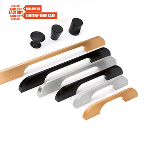 Kpytoco — poignée pour porte extérieure de meubles, armoires de cuisine moderne en aluminium avec poignée en bois - Product Image 1