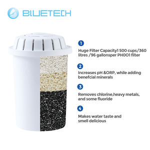 Jarra de vidrio para filtro de agua, jarra de vidrio, jarra, jarra, filtrante, tapa de bambú, acero inoxidable con soporte para el hogar y la Oficina, 2.0L - Product Image 5