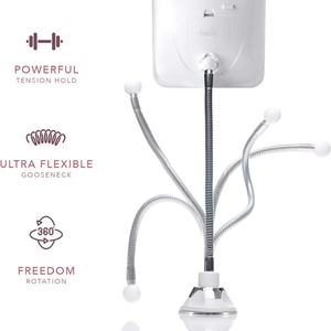 360 °   Miroir de maquillage lumineux à col de cygne rotatif pour salle de bain, miroir grossissant flexible rechargeable 10x avec 3 lumières LED - Product Image 2