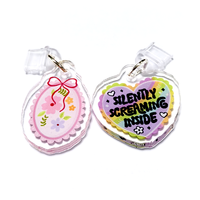 Breloque de téléphone en acrylique avec impression double face motif Oie Mignonne et Fleur, et bouchon anti-poussière décoratif pour téléphones de filles
