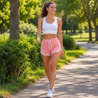 Shorts de sport décontractés pour femmes, personnalisables, 7 couleurs, taille élastique avec cordon de serrage, bordure contrastante, respirant, séchage rapide, pour la course et la gym