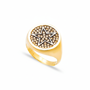 Anillo de citrino con emblema de estrella para mujer, joyería de plata de ley 925 hecha a mano turca - Product Image 2