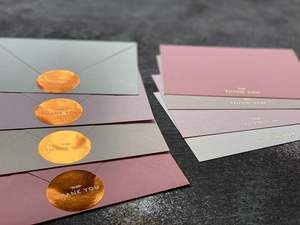 Pack de cartes de remerciement personnalisées, élégant, gris, rose, feuille d'or en relief, carte de remerciement avec <span class=keywords><strong>presse</strong></span>, enveloppe et autocollant - Product Image 3