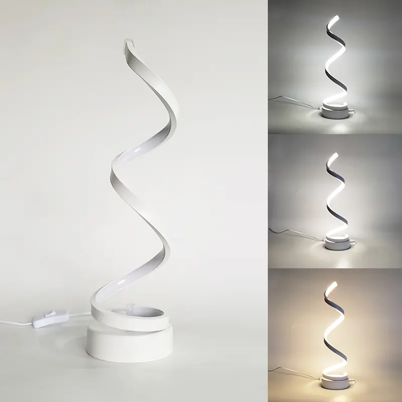 Venta al por mayor moderna simplicidad interruptor tipo luz de noche Led lectura iluminación Lámpara decorativa espiral lámpara de mesa
