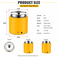 Marmite électrique commerciale 10L 500W en acier inoxydable pour soupes, chauffe-plats pour buffets, restauration, pot de maintien au chaud CE