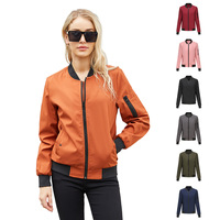 Personnalisé col montant à manches longues fermeture éclair complète crop varsity veste 2023 haute qualité femmes Bomber veste