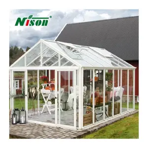 Nison DIY Outdoor Aluminium Frame Glass House Triangle Roof Garden Room Insulated Conservatory Sunroom